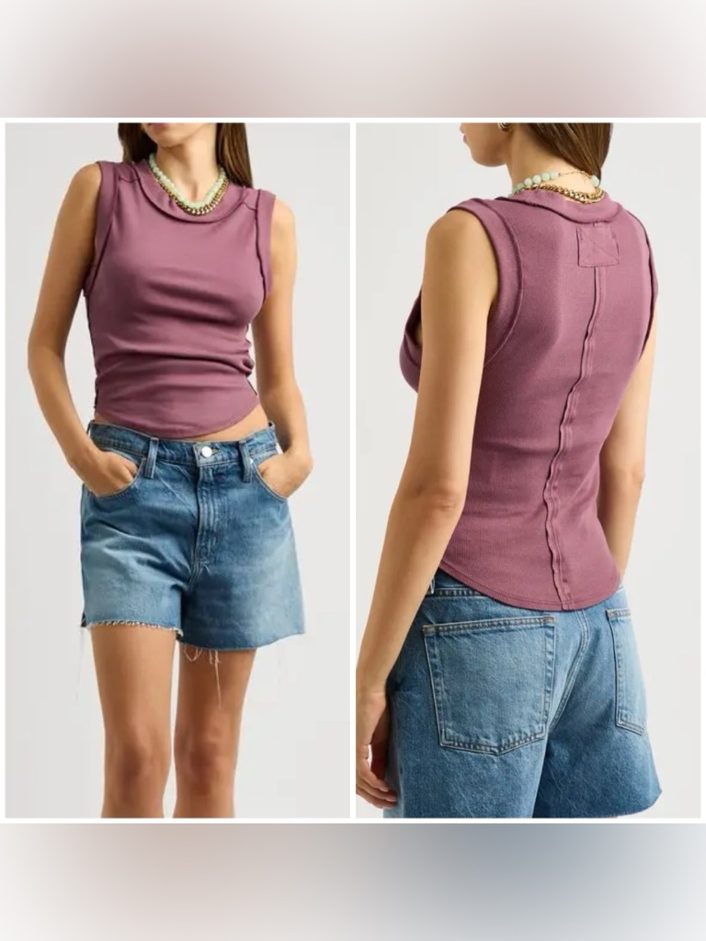 NWOT Free People We The Free Kate Tank - mauve purple - XS, Large